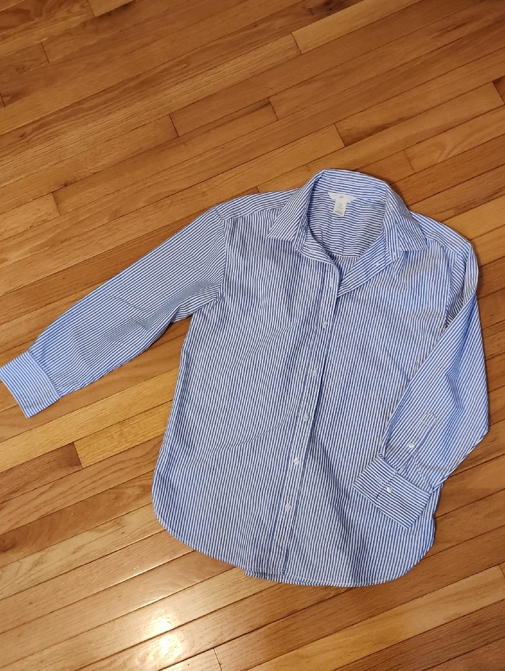 H&M Light Blue and White Vertical Stripe Dress Shirt
